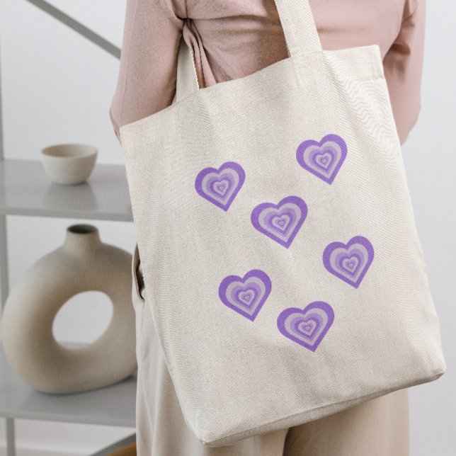 Funky Heart 2000s Y2K 90s Retro Purple Tote Bag (Creator Uploaded)
