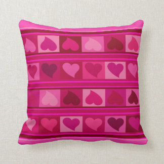 Funky Hearts and Squares | hot pink fuchsia mauve Cushion