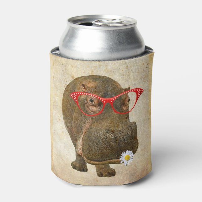 Funky Hippopotamus Can Cooler! Cooler (Can Front)