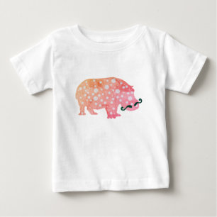 Funky Hippopotamus misterToddler Ruffle Tee, White Baby T-Shirt