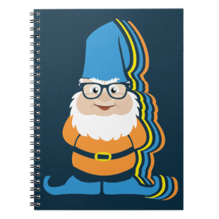 Funky Hipster Garden Gnome Illustration Notebook