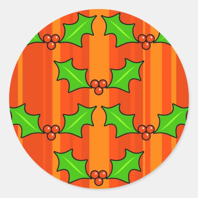 Funky Holly Classic Round Sticker (Front)