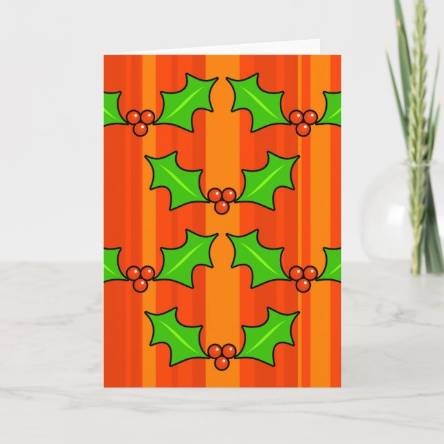 Funky Holly Holiday Card (Front)
