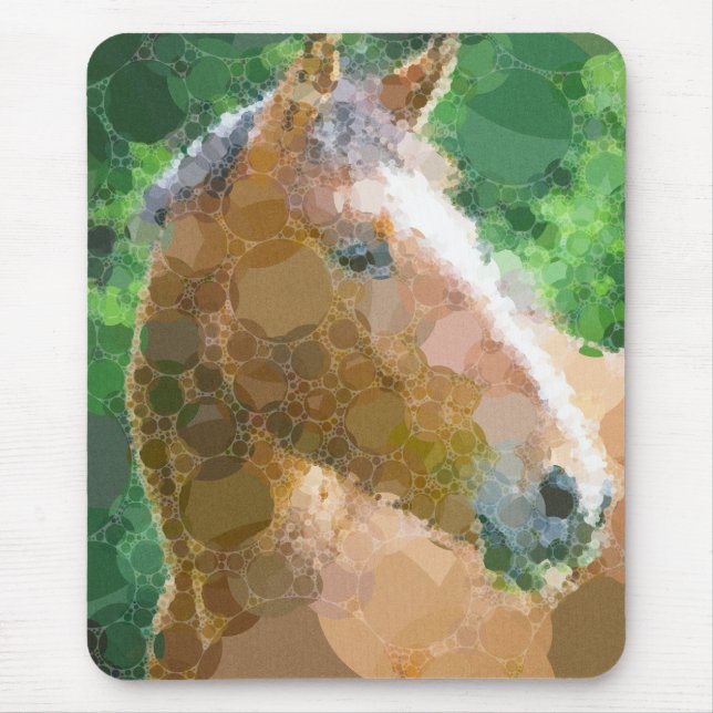 Funky Horse Circles Bubbles Modern Art Mouse Mat (Front)