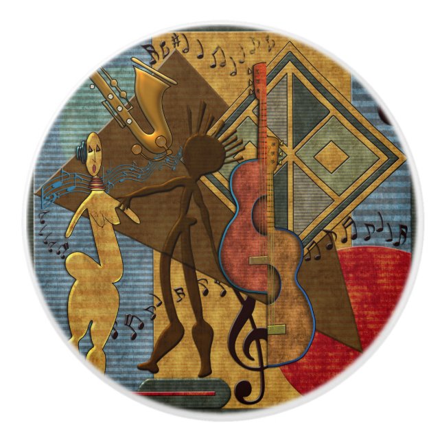 Funky Hot Jazz  Ceramic Knob (Front)