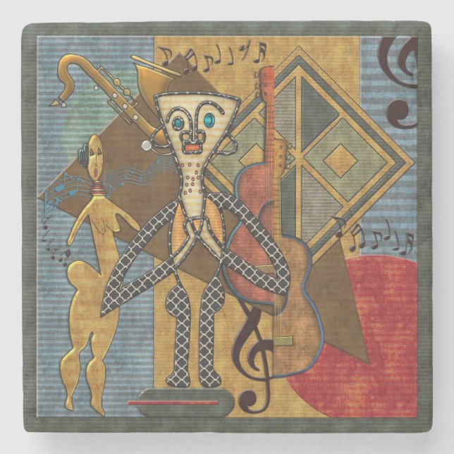 Funky Hot Jazz Marble Stone Coaster (Front)