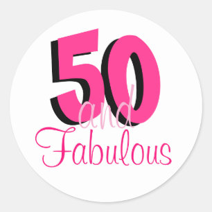 Funky Hot Pink 50 and Fabulous Birthday Classic Round Sticker