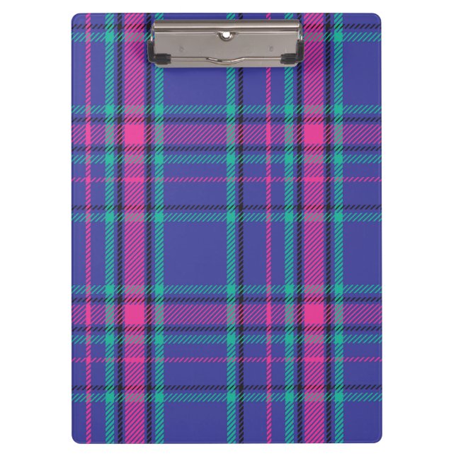 Funky Hot Pink and Purple Plaid Tartan  iPad Air C Clipboard (Front)