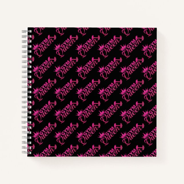 Funky hot pink faux glitter gym queen pattern  notebook (Front)