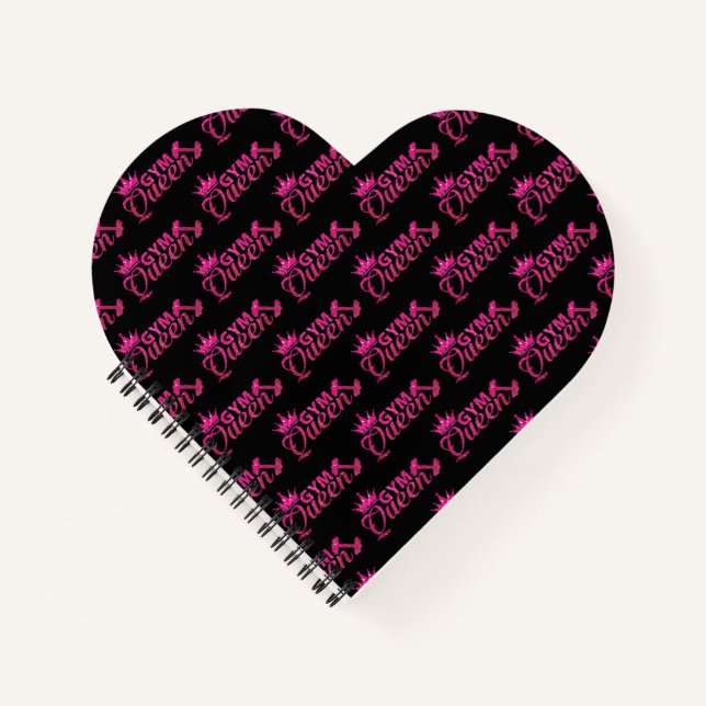 Funky hot pink faux glitter gym queen pattern  notebook (Front)