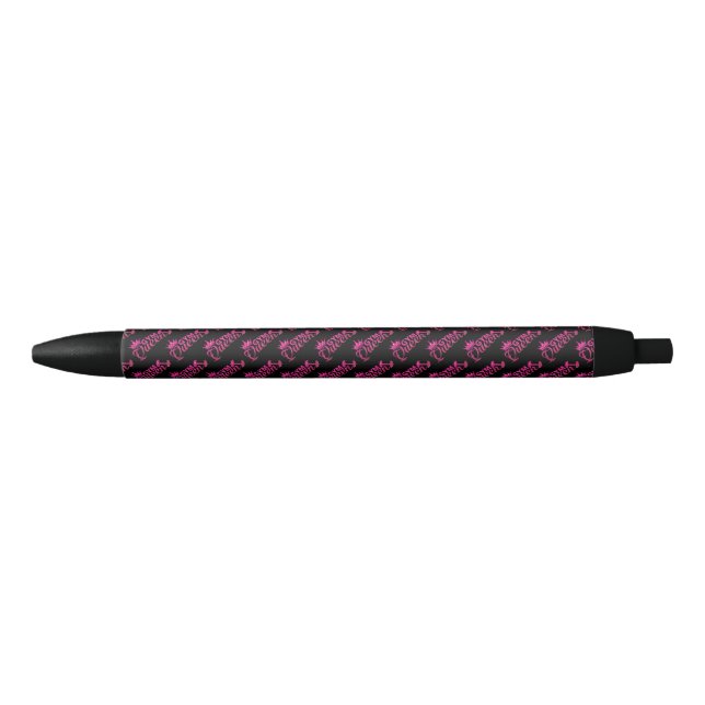 Funky hot pink faux glitter gym queen text  black ink pen (Front)