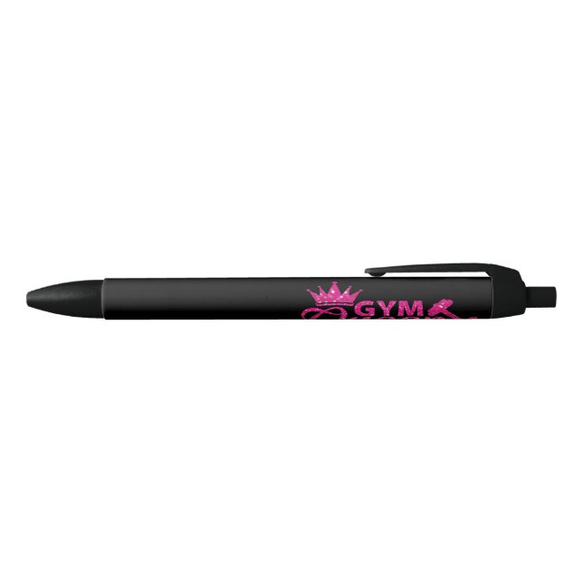 Funky hot pink faux glitter gym queen text black ink pen (Top)