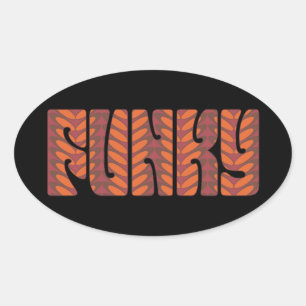 Funky (in red) oval sticker