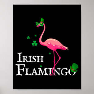 Funky Irish Nk Flamingo Green Bird St Pattys Day Poster