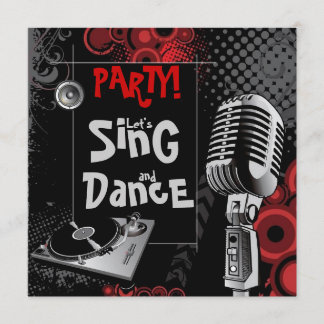 Funky Karaoke Music Sing Dance Birthday Party Invitation