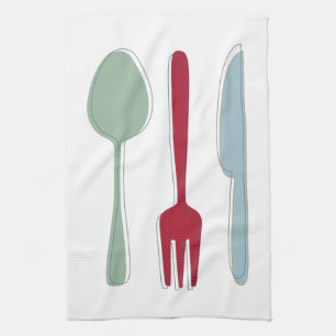 Funky Kitchen Utensils Mid-century Retro Tea Towel