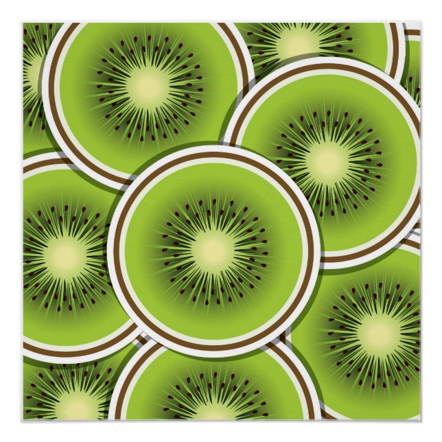 Funky kiwi fruit slices poster (Front)