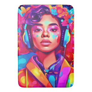 Funky Lady Digital Artwork Bath Mat