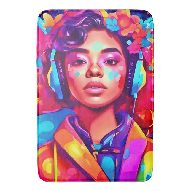 Funky Lady Digital Artwork Bath Mat (Front Vertical)