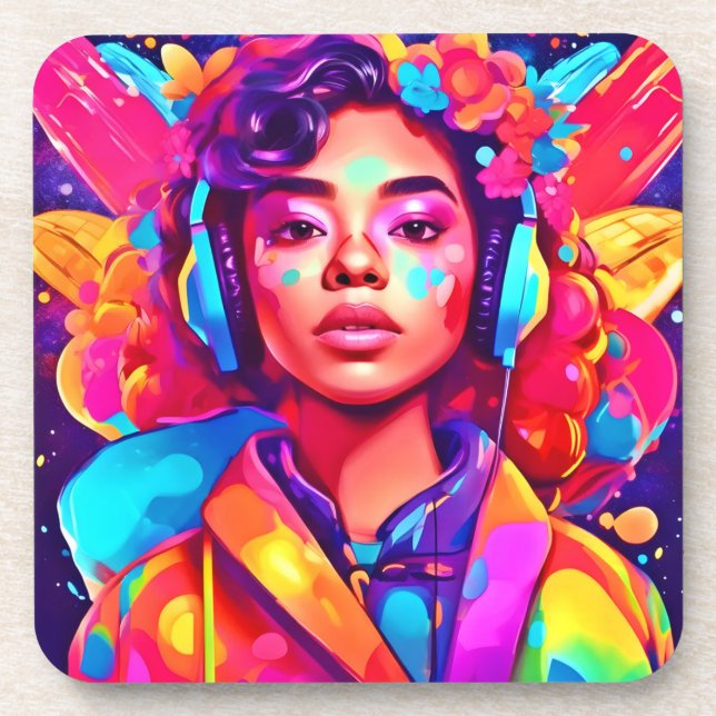 Funky Lady Digital Artwork Coaster (Front)