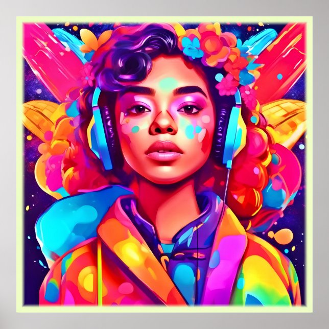 Funky Lady Digital Artwork Poster (Front)