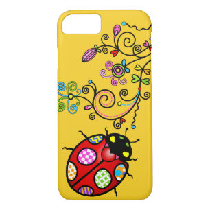 Funky Ladybug and Curly Flowers iPhone 7 iPhone 8/7 Case