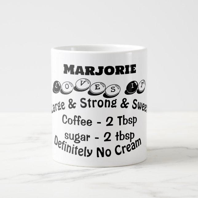 Funky Large Modern Minimalist Name Coffee Lover  Large Coffee Mug (Front)