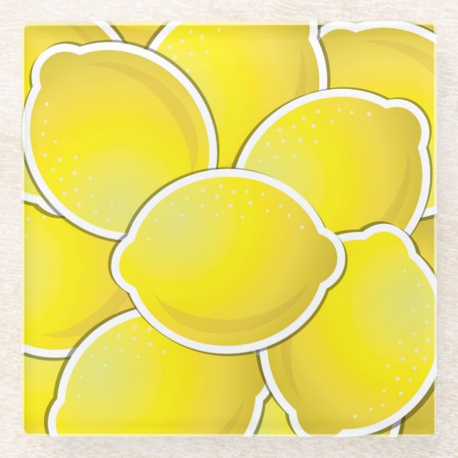 Funky lemon glass coaster (Front)
