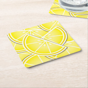 Funky lemon wedges! square paper coaster