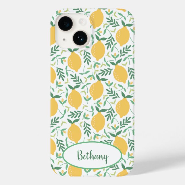 Funky Lemons and Leaves Chic Case-Mate iPhone Case (Back)