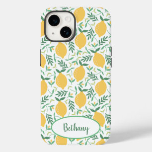 Funky Lemons and Leaves Chic iPhone 14 Case