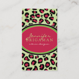 Funky Leopard Print Business Card :: pink/green
