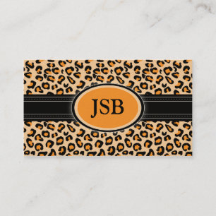 Funky Leopard Print Custom Business Card :: Orange