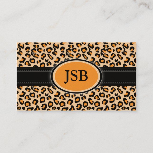 Funky Leopard Print Custom Business Card :: Orange (Front)