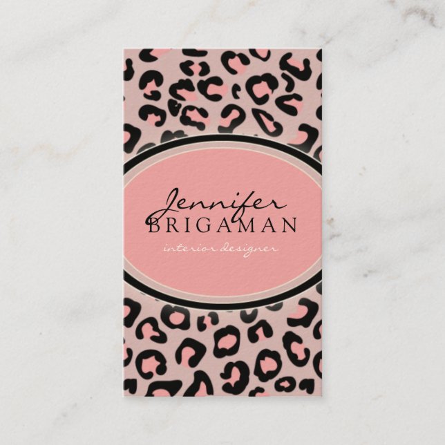 Funky Leopard Print Custom Business Card :: Pink (Front)