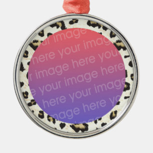 funky leopard print pattern photo frame metal tree decoration