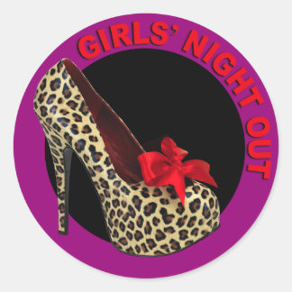 Funky Leopard Stiletto Girls Night Out Classic Round Sticker