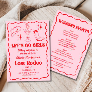 Funky Let's Go Girls Nashville Bachelorette Party Invitation