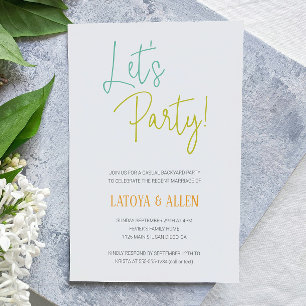 Funky Let's Party Casual Reception Elopement Invitation