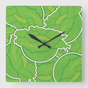 Funky lettuce square wall clock