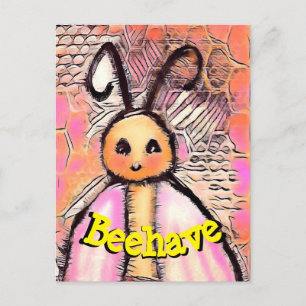Funky Lil honey bee behave  postcard