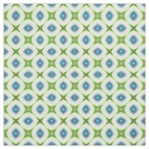 Funky Lime Green Aqua Turquoise Squares Mosaic Fabric