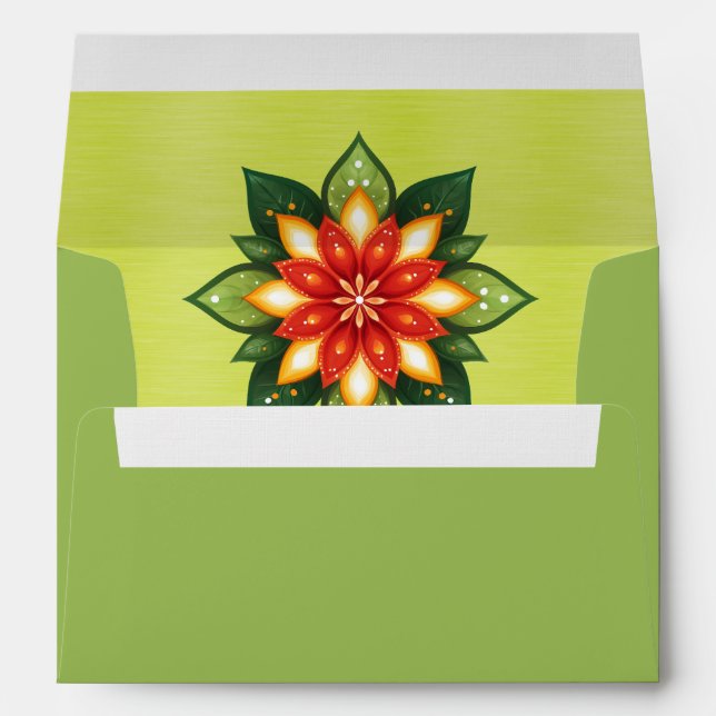 Funky Lime Orange Yellow Poinsettia  Envelope (Back (Bottom))