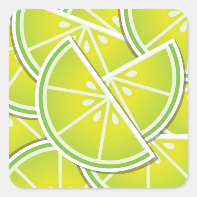 Funky lime wedges square sticker (Front)