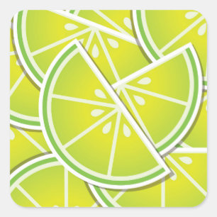 Funky lime wedges square sticker