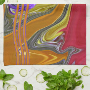 Funky Liquid Wave Abstract Artwork Tea Towel