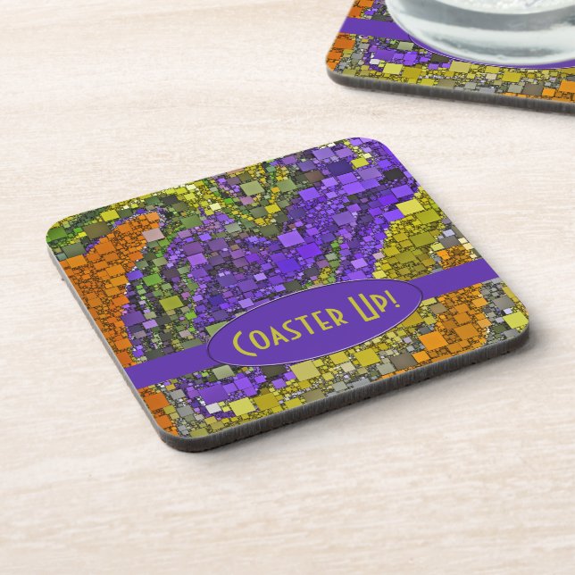 Funky Liquid Wave Geometric Artwork Personalised Coaster (Left Side)