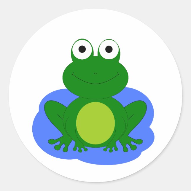 Funky little frog pond classic round sticker (Front)
