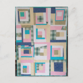 Funky Log Cabin Quilt Postcard