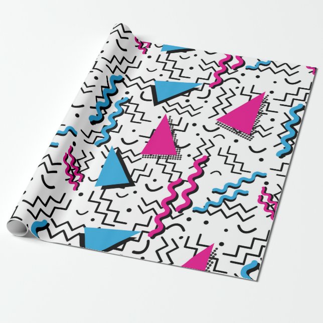 Funky Loud Memphis Design Wrapping Paper (Unrolled)